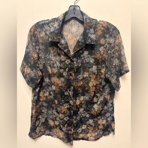 Vintage PENMANS 90's 00's Chiffon Sheer Floral Button Up Blouse